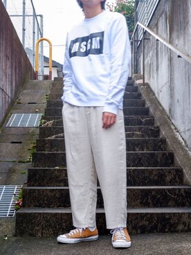 「MSGM（エムエスジーエム）のアイテム（スウェット）」を使った、nomiさん（メンズ・174cm）の秋コーディネート