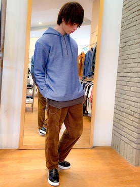 「UNION STATION（ユニオンステーション）のコーデュロイシェフパンツ（その他パンツ）」を使った、t28さん（メンズ・175cm）の秋コーディネート