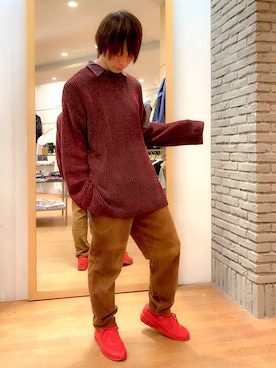 「UNION STATION（ユニオンステーション）のコーデュロイシェフパンツ（その他パンツ）」を使った、t28さん（メンズ・175cm）の秋コーディネート