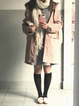 「学校」｜「アイテム（モッズコート）」を使った、深海不刮风さん（レディース・156cm）の春コーディネート