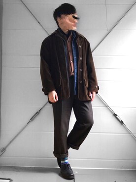 「SEVENDAYS=SUNDAY（セブンデイズサンデイ）のアイテム（デニムジャケット）」を使った、緑茶さん（メンズ・173cm）の冬コーディネート