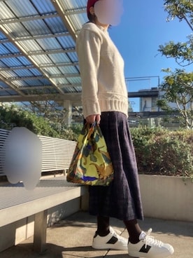 「アイテム（エコバッグ/サブバッグ）」を使った、kanegonさん（レディース・170cm）の冬コーディネート