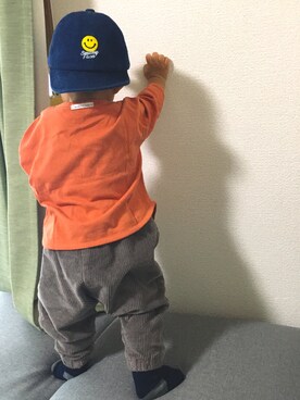「アイテム（キャップ）」を使った、KOAさん（キッズ・80cm）の秋コーディネート