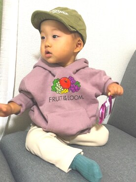 「アイテム（キャップ）」を使った、KOAさん（キッズ・70cm）の秋コーディネート