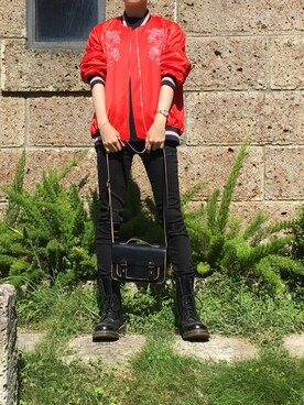 「H&M（エイチ・アンド・エム）のアイテム（スタジャン）」を使った、Neochinskouさん（レディース・159cm）の秋コーディネート