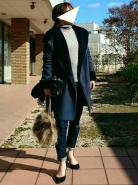 「URBAN RESEARCH ROSSO WOMEN（アーバンリサーチ　ロッソ）のアイテム（ムートンコート）」を使った、Yamacoさん（レディース・158cm）の冬コーディネート