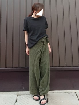 「タイパンツ」｜「アイテム（その他）」を使った、Yamacoさん（レディース・158cm）の夏コーディネート