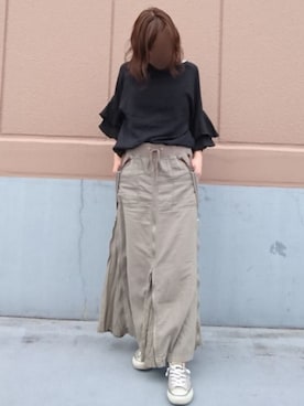 「袖フリル」｜「アイテム（その他）」を使った、Yamacoさん（レディース・158cm）の秋コーディネート