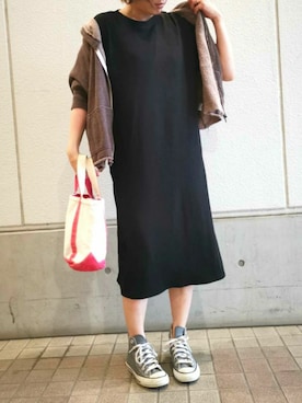 「アイテム（トートバッグ、レッド系）」を使った、Yamacoさん（レディース・158cm）の春コーディネート