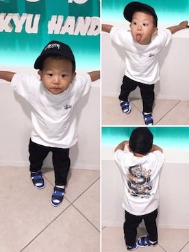 「COMME　CA COMMUNE（コムサコミューン）のアイテム（パンツ）」を使った、y.s.m.yさん（キッズ・90cm）の春コーディネート