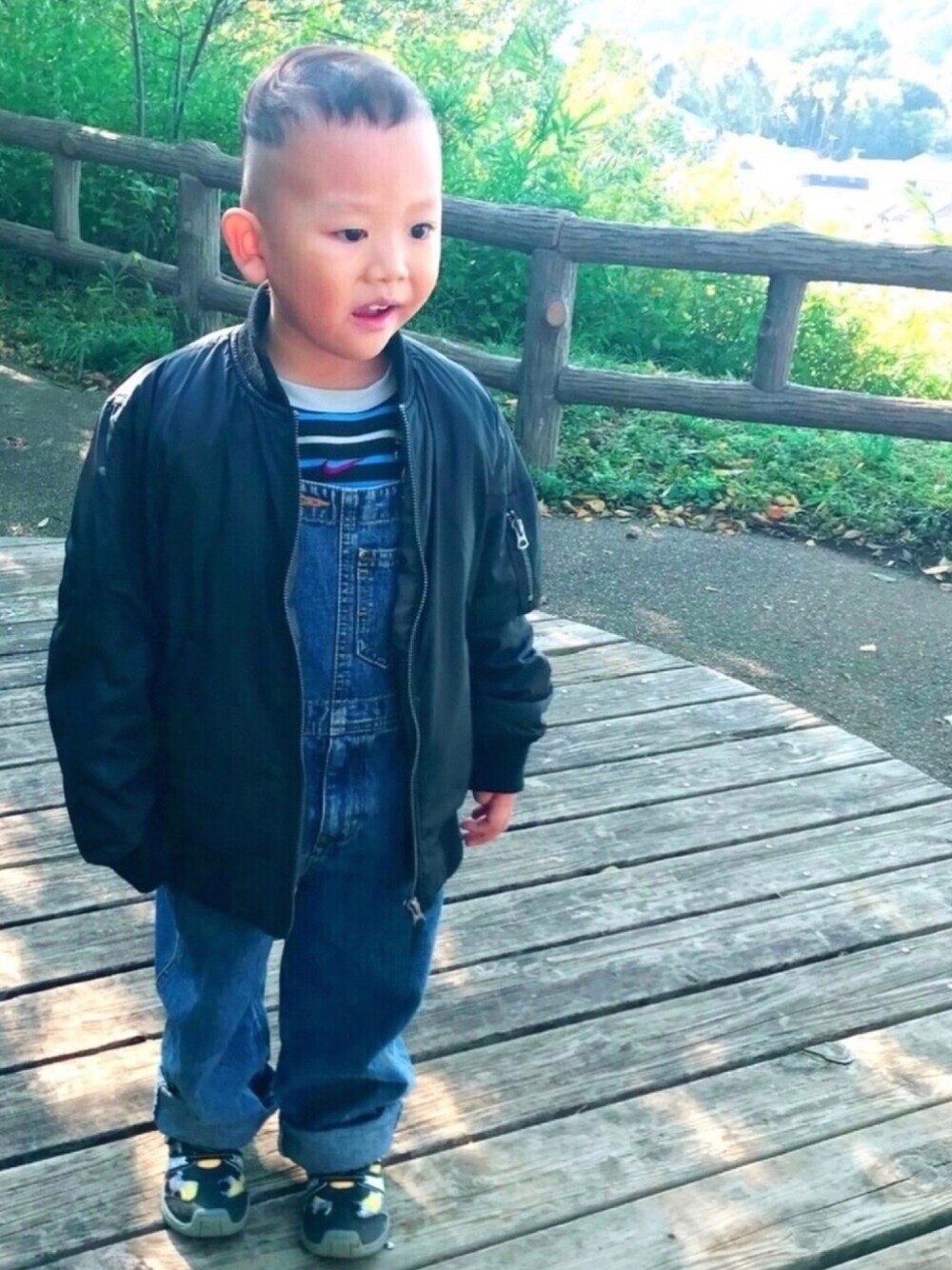 「Polo Ralph Lauren、NIKE、ムーンスター、夢見ヶ崎動物園、動物園、デニデニフェス告知」｜「NIKEのアイテム（スウェット、ブルー系）」を使った、y.s.m.yさん（キッズ・100cm）の秋コーディネートの1枚目の写真