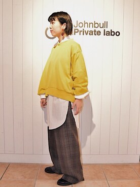 「Johnbull Private labo（ジョンブルプライベートラボ）のアイテム（スウェット）」を使った、hanaeさん（レディース・155cm）の秋コーディネート