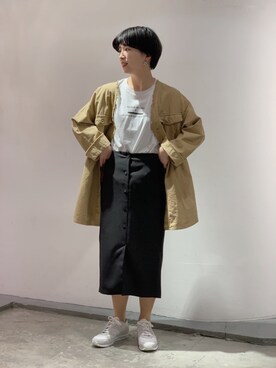 「Johnbull Private labo（ジョンブルプライベートラボ）のアイテム（スカート）」を使った、hanaeさん（レディース・155cm）の春コーディネート