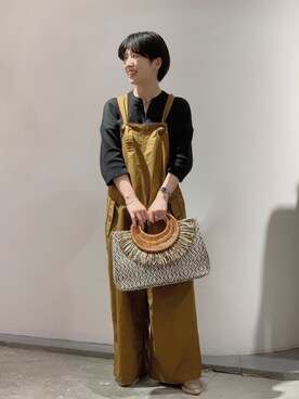 「Johnbull Private labo（ジョンブルプライベートラボ）のアイテム（サロペット/オーバーオール）」を使った、hanaeさん（レディース・155cm）の春コーディネート