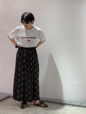 「Johnbull Private labo（ジョンブルプライベートラボ）のアイテム（スカート）」を使った、hanaeさん（レディース・155cm）の春コーディネート