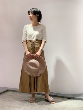 「Johnbull Private labo（ジョンブルプライベートラボ）のアイテム（その他トップス）」を使った、hanaeさん（レディース・155cm）の夏コーディネート
