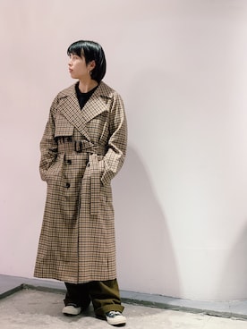 「Johnbull Private labo（ジョンブルプライベートラボ）のアイテム（トレンチコート）」を使った、hanaeさん（レディース・155cm）の秋コーディネート