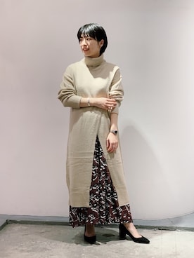 「Johnbull Private labo（ジョンブルプライベートラボ）のアイテム（スカート）」を使った、hanaeさん（レディース・155cm）の秋コーディネート