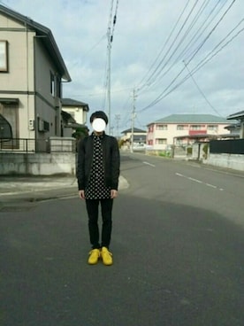 「GU（ジーユー）の（GU）スキニーフィットジーンズ（MEN ⁄ ジーンズ）」を使った、ふーさん（メンズ・165cm）の冬コーディネート