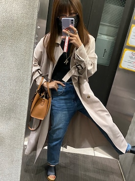 「サマーニット」｜「アイテム（トレンチコート）」を使った、sayurisoaraさん（レディース・158cm）の春コーディネート