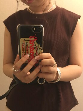 「ワッフルスリーブレスt」｜めめさん（レディース・151cm）の夏コーディネート