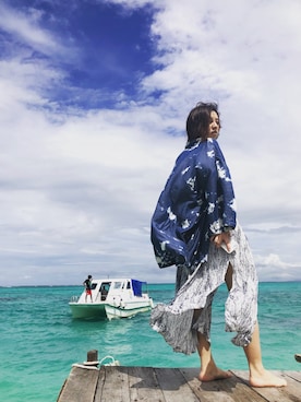 「H&M（エイチ・アンド・エム）のアイテム（浴衣）」を使った、Ci Wongさん（レディース・160cm）の夏コーディネート