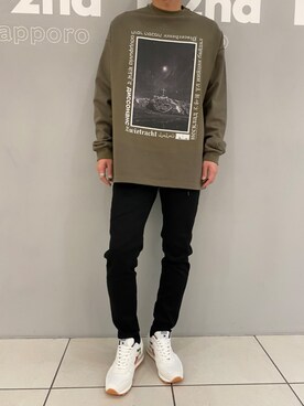 「アトランティックスターズ」｜「アイテム（スウェット）」を使った、minamiさん（メンズ・173cm）の冬コーディネート