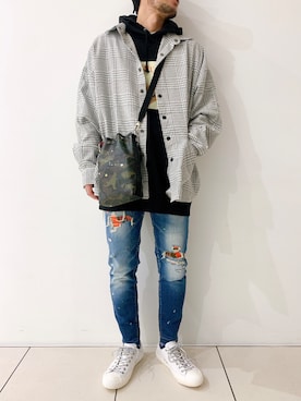 「BACKLASH（バックラッシュ）のアイテム（シューズ）」を使った、minamiさん（メンズ・173cm）の冬コーディネート