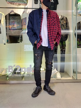 「ISAMU KATAYAMA BACKLASH（イサムカタヤマバックラッシュ）のアイテム（スニーカー）」を使った、minamiさん（メンズ・173cm）の春コーディネート