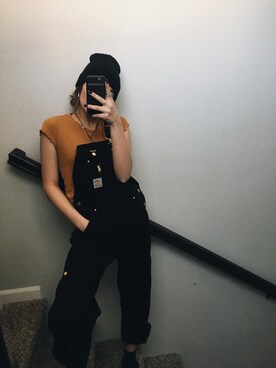 「Carhartt（カーハート）のアイテム（つなぎ/オールインワン）」を使った、Dark Barbie さん（レディース・168cm）の春コーディネート