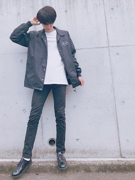 「NEW ERA（ニューエラ）のアイテム（ナイロンジャケット）」を使った、taaakaさん（メンズ・176cm）の秋コーディネート