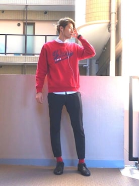「VANS（バンズ）のアイテム（スウェット）」を使った、KANTAさん（メンズ・187cm）の秋コーディネート