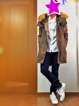 「ADAM ET ROPE'（アダムエロペ）のアイテム（モッズコート）」を使った、napokさん（メンズ・174cm）の冬コーディネート