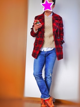 「Paul Smith（ポールスミス）のアイテム（ピーコート）」を使った、napokさん（メンズ・174cm）の春コーディネート