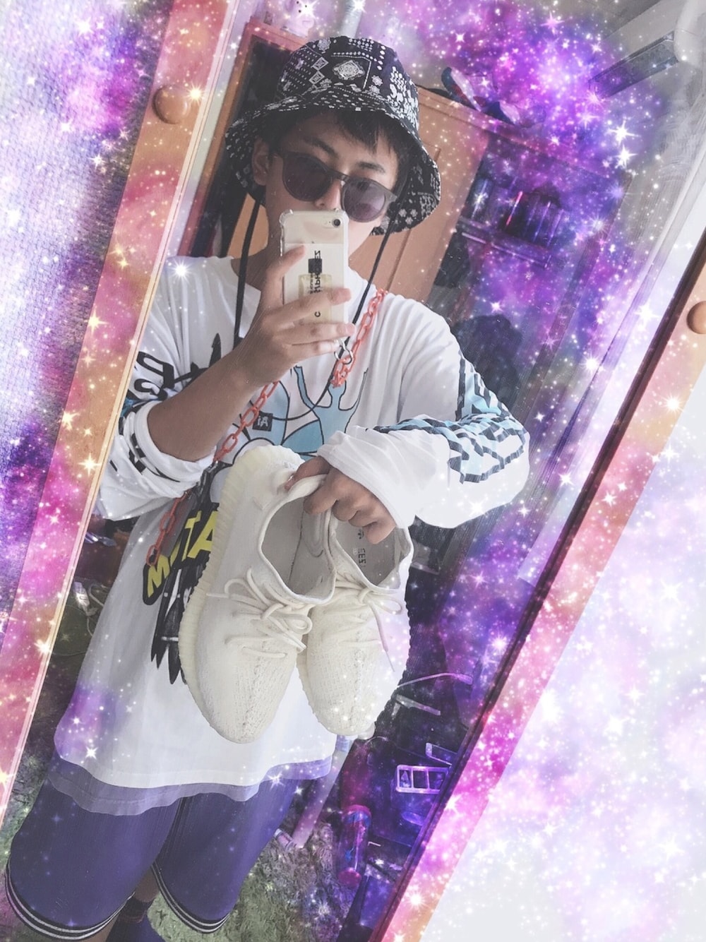 「summer、運動会、pam、CROSS/PHONEZ、FULLBK、ignoredprayers、adsr、yeezy」｜「A.D.S.R.の【A.D.S.R.】LARKIN（サングラス、グレー系）」を使った、Kaさん（メンズ・158cm）の秋コーディネートの1枚目の写真