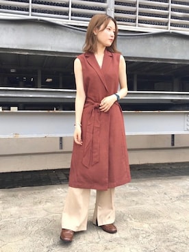 「OZOC（オゾック）のアイテム（ベスト）」を使った、OZOC_officialさん（レディース・158cm）の秋コーディネート