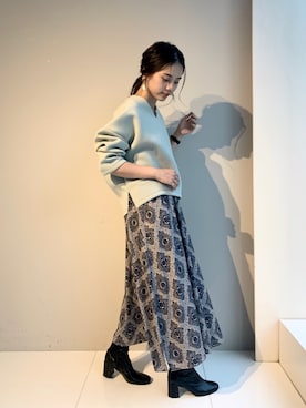 「OZOC（オゾック）のアイテム（Tシャツ/カットソー）」を使った、OZOC_officialさん（レディース・160cm）の秋コーディネート