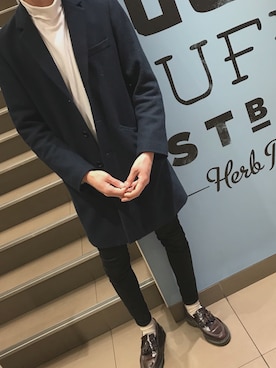 「タッセルローファー」｜「アイテム（チェスターコート）」を使った、izuさん（メンズ・175cm）の冬コーディネート