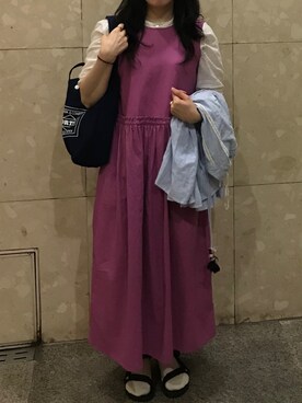 「韓国」｜「アイテム（その他アウター）」を使った、nanaさん（レディース・165cm）の秋コーディネート