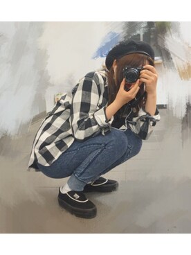 「チョーカー」｜「アイテム（スリッポン）」を使った、MIKIさん（レディース・162cm）の春コーディネート