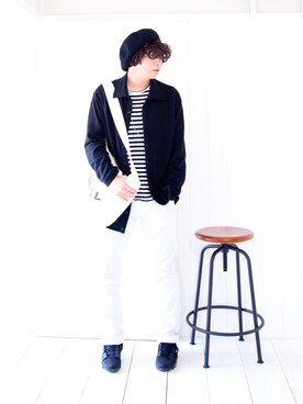 「Yohji Yamamoto（ヨウジヤマモト）のアイテム（カーディガン/ボレロ）」を使った、えてるさん（メンズ・159cm）の冬コーディネート
