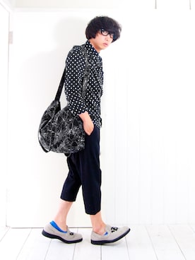 「刺繍」｜「アイテム（モカシン/デッキシューズ）」を使った、えてるさん（メンズ・159cm）の夏コーディネート