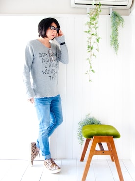 「AZUL by moussy（アズールバイマウジー）のアイテム（スウェット）」を使った、えてるさん（メンズ・159cm）の春コーディネート
