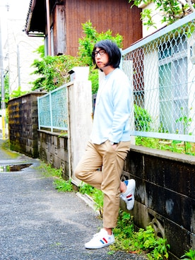 「maccheronian（マカロニアン）のアイテム」を使った、えてるさん（メンズ・159cm）の春コーディネート