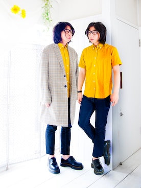 「WEGO（ウィゴー）のアイテム（チェスターコート）」を使った、えてるさん（メンズ・159cm）の夏コーディネート