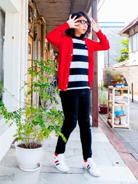 カーディガン ボレロを使った 赤 カーディガン のメンズ人気ファッションコーディネート Wear
