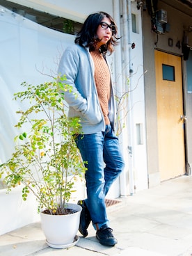 「BOYCOTT（ボイコット）のアイテム（パンツ）」を使った、えてるさん（メンズ・159cm）の秋コーディネート