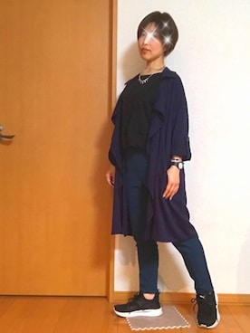 「ブラックTシャツ」｜ryoさん（レディース・153cm）の春コーディネート