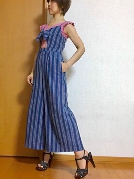 「RANDA」｜「アイテム（サロペット/オーバーオール）」を使った、ryoさん（レディース・153cm）の夏コーディネート