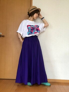 「YARD PLUS（ヤードプリュス）のアイテム（スカート）」を使った、ryoさん（レディース・153cm）の夏コーディネート